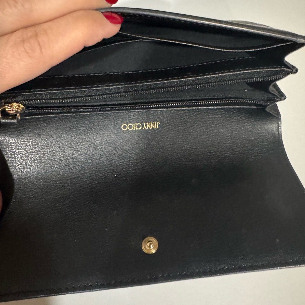 Jimmy Choo Black Wallet with Gold Accents with dust bag - Picture 3 of 7